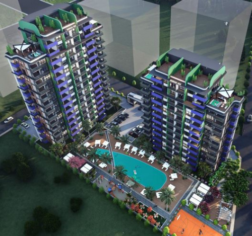 Apartments 2 + 1 in the center of Mersin
