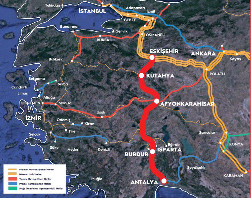  Из Станбула в Анталью за 4.5 часа: опубликованы подробности железнодорожного проекта